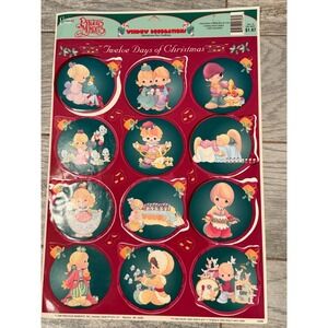Precious Moments Window Decorations 12 Days Christmas Classic Clings Vintage 90s